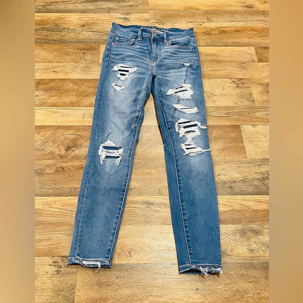 American  ♥️ Eagle Outfitters Blue Skinny Jeans Modern Distressed